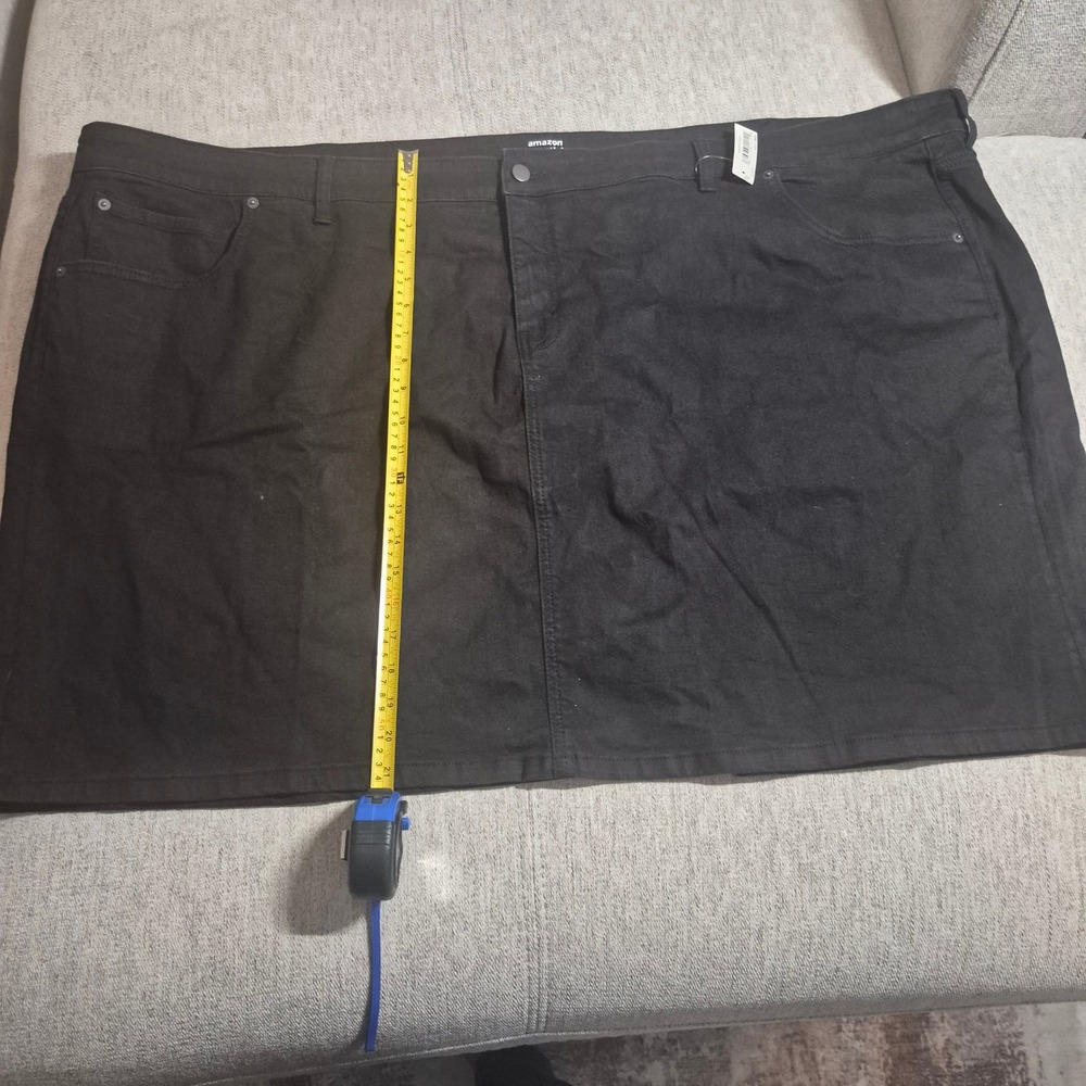 Amazon Essentials Womens Black Denim Mini Skirt Plus Size 40 Stretch 5-Pocket